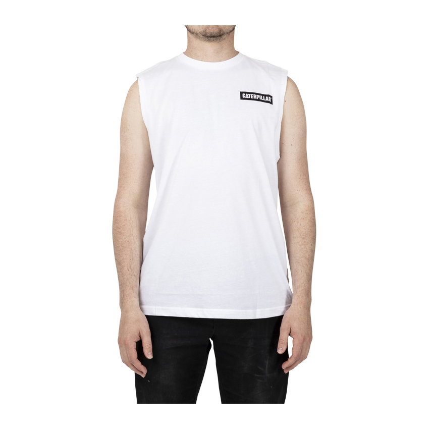 Men's Caterpillar Icon Muscle Tank White Ireland GZKO24956